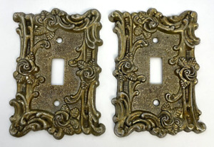 Two American Tack Ornate Switch Plate Covers Victorian Rose 60t Vintage 1967