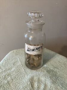 Antim Pot T Antique Apothecary Drug Store Medicine Jar Bottle