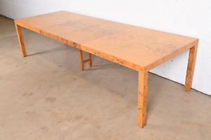 Milo Baughman For Directional Burl Wood Parsons Extension Dining Table