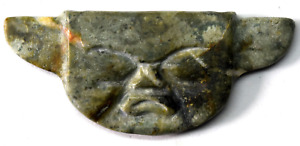 Ancient Olmec Pre Columbian Jade Alien Face Pendant Plaque
