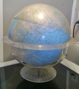 Vintage 1961 National Geographic World Globe W Cradle Cap Cap Is Cracked