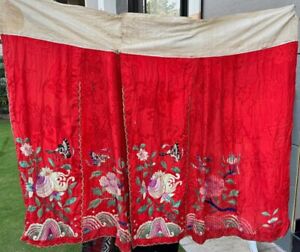 Antique Chinese Hand Embroidery Qing Dynasty Silk Wedding Skirts