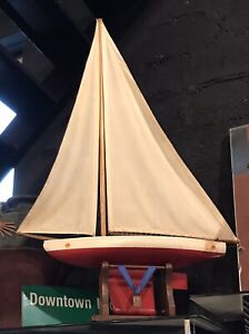 Vintage Sailboat Nautical Wooden Display Large As Is Shore House Maritime Yacht