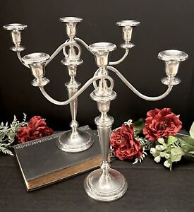 Frank Whiting Talisman Rose Sterling Silver Candelabras Twisted Branch Pair 