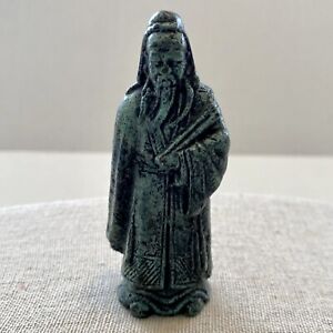 Figure Bronze Chinese Sage Fu Lu Shou Asian Antique Taoist Monk Feng Shui 3 5 T