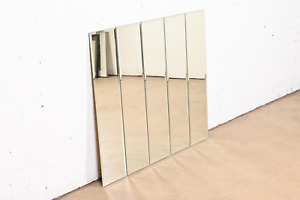 Mid Century Modern Five Panel Beveled Wall Mirror 1970s