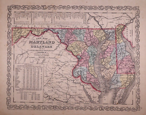 1856 Map Maryland Delaware Authentic Charles Desilver Map 14x17 023