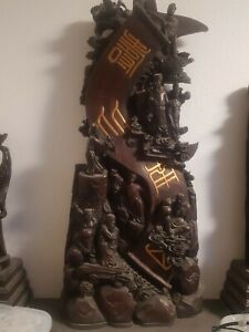 Chinese Eight Immortals God Goddess Wood Carving