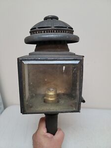 Vintage Large Brass Exterior Porch Lantern Wall Sconce Light Fixture