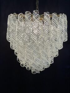 Murano Italian Torciglione Venetian Art Glass Mazzega Chandelier Spiral Tube