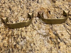 Antique Arts And Crafts Heavy Solid Brass Drawer Pulls Handles
