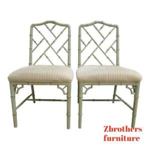 Pair Domain Faux Bamboo Desk Dining Room Chairs B