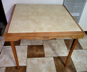 Leg O Matic Vintage Wood Folding Table Padded Top Camper Rv Mid Century Modern