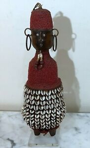 Namji People Fertility Doll Decorated With Beads Cowrie Shells From Cameroon