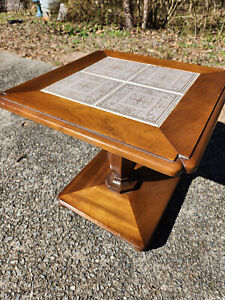 Vintage Mid Century Art Deco Tiled French Accent Pedestal Table By Drexel