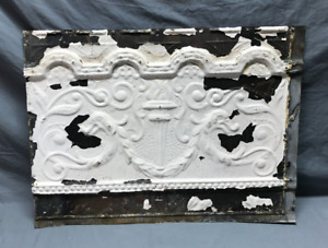 Antique Vtg Tin Ceiling Panel 19 X 26 Shabby White Torch Chic Old 712 24b