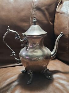 Vintage Silverplate On Copper Hallmarked Lidded Tea Coffee Pot Kettle 10 5 Tall