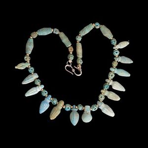 Ancient Egyptian Faience Bead Necklace Antique Blue Bead Unique Gift For Women