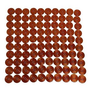 100 Vintage Orange Round Buttons Four Holes Trim Beads Doll Jewelry Crafting