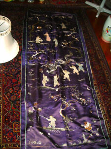 Sale Beautiful Large Antique 19th C Chinese Silk Embroidery Tapestry 2 4x6 1