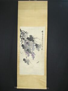 Old Chinese Hand Painting Scroll About Grape By Qi Baishi 
