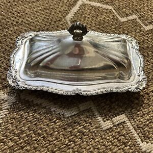 Vintage Silver Plated Butter Dish By F B Rogers Silver Co With Glass Insert