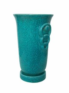 Art Deco Turquoise Crackle Glaze Vase Belgium Circa 1930 S