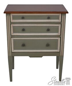 L60587ec Grange French Louis Xvi Style Paint Decorated 3 Drawer Commode Stand