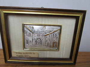 Vtg Sterling Silver 925 Framed Wall Plaque Italian Scenery Made In Italy
