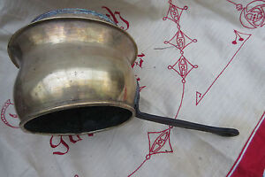 Massive Brass Handled Cauldron Kettle Authentic Antique 1870 German Primitiv 