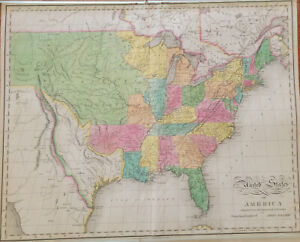 John Melish Map Of Texas 1820 Original Vintage