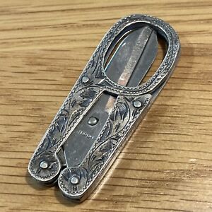Sterling 925 Antique Sewing Folding Scissors Stainless Blades Japan