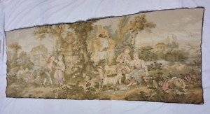 Vintage French Tapestry Antique Wall Hanging Pictorial Home Decor 69x26inches