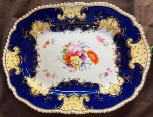 Antique Hand Painted Floral Flowers Serving Platter Tray French Old Paris France