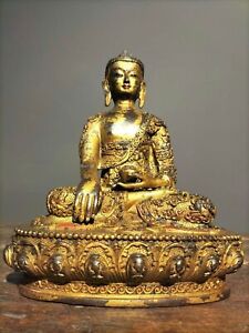 8 5 Bronze Gild Buddhism Temple Sakyamuni Amitabha Buddha Statue