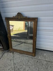 Large Vintage Very Pretty Ornate Gold Frame Mirror 40 X 30 Glass 31 X 23 