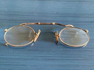 C 1920 S Gold Filled Frame Pince Nez Eye Glasses Spring Extension Marked 1 7