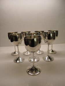 Vintage Silver Plated Brass Wine Goblets Made In Spain 6 5 High Eaches