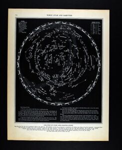 1937 Mcnally Map Northern Sky Star Map Chart Polaris Cassiopeia Orion Milky Way