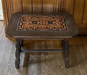 Antique Taylor California Mission Arts Crafts Style Tile Top Side Table Floral