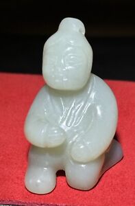 Chinese Nephrite Jade Kneeling Boy 43g