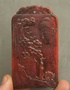 7 7cm Old China Lapis Lazuli Carving Enlightenment Buddha Head Amulet Pendant