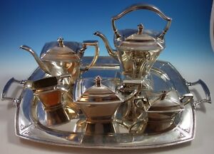 Pantheon By International Sterling Silver Tea Set 5pc With Tray 2175 