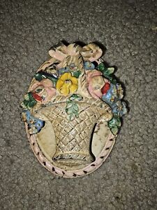 Antique Cast Iron Door Knocker Flower Basket 13 Hubley Vintage 1920 Outstanding