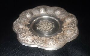 Persian Antique Very Fine Chased Plate Solid Silver