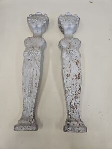 Lot Of 2 Ornamental Cast Iron Gas Fireplace Legs For Repurpose Reuse Fa1