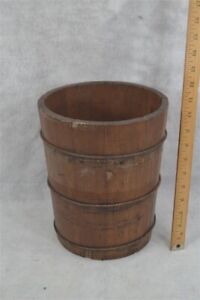 Antique Dry Measure Barrel Bucket 2 1wood Metal Bands 11 In Rare 19th Original