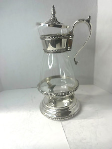Antique Wm Rogers Silverplate Carafe With Unique Silverplate Wide Base Holder