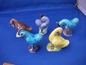 Set Of 5 Late 19th C Chinese Porcelain Miniature Bird Figurines Ducks Chickens
