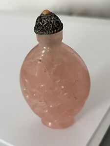 Chinese Carved Child Rose Quartz Snuff Bottle 3 00 Tall 1 50 Wide 1 00 Deep